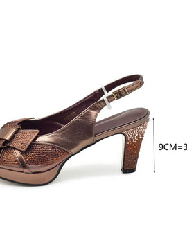 New Design African Shoe and Bags Set for Wedding Luxury Designer High Heels Full Rhinestone Pumps Women Shoes and Bag Set Italy