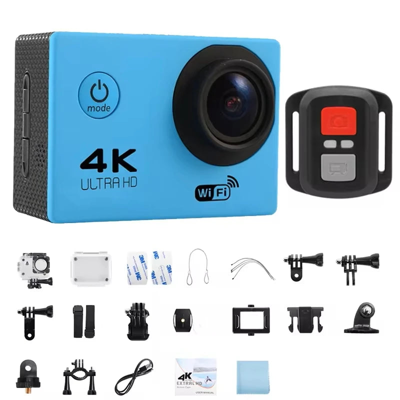 4K WiFi Action Camera with 2 Inch Screen and 30M Waterproof Case