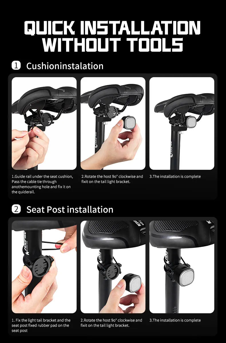 Customizable Intelligent Expression Taillights 140 LED Lights Smart Braking Sensor Multiple Colors Bicycle Rear Light