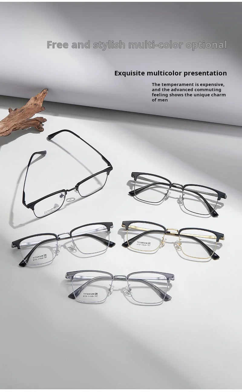 Retro Square Lightweight Titanium Eyeglasses Frames