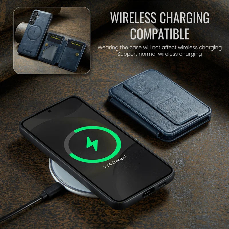 2 in 1Detachable Blocking Wrist strap Card Slot Wallet Case For Samsung Galaxy S 24 25 22 23 Ultra FE Plus  Phone Case