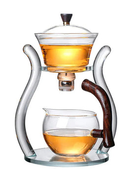Automatic Lazy Kungfu Glass Tea Set  Rotating Cover Bowl Household Heat-Resistant Teapot Glass teapot