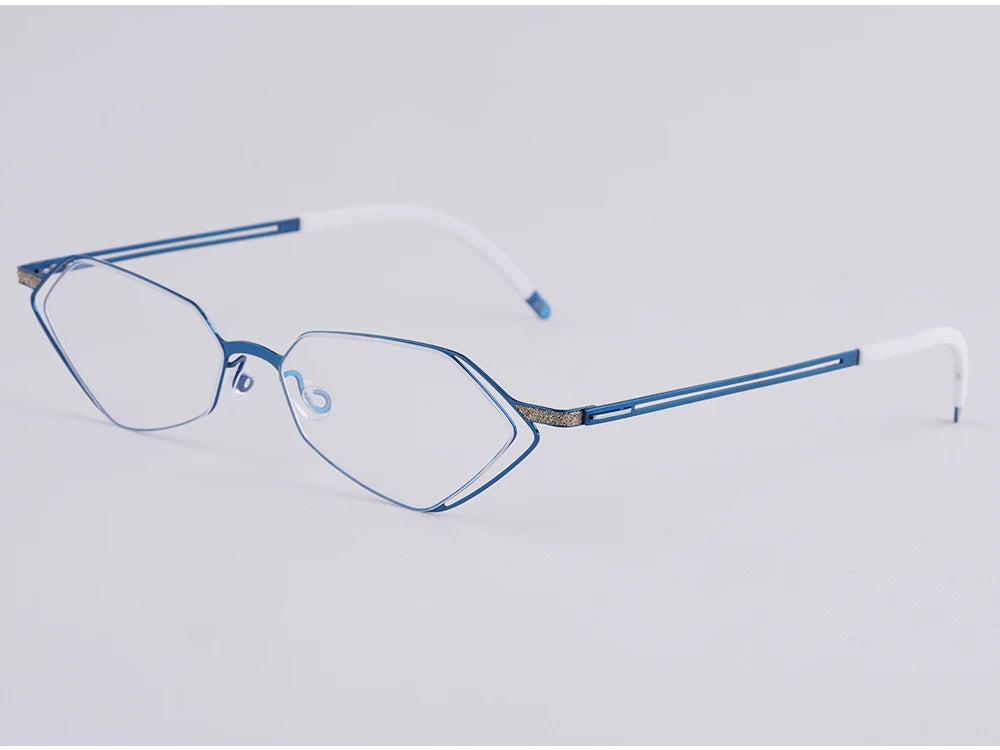 Diamond Shape Titanium Polygon Eyeglasses Frame