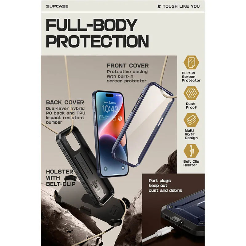 For iPhone 15 Pro Case 6.1" (2023 Release) UB Pro Full-Body Rugged Heavy Duty Rugged Case with Built-in Screen Protector