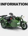 1/10 Alloy Retro Tricycle Side-car Motorcycle Model Diecast Metal Classic Military Motorcycle Model Sound and Light Toy Gift