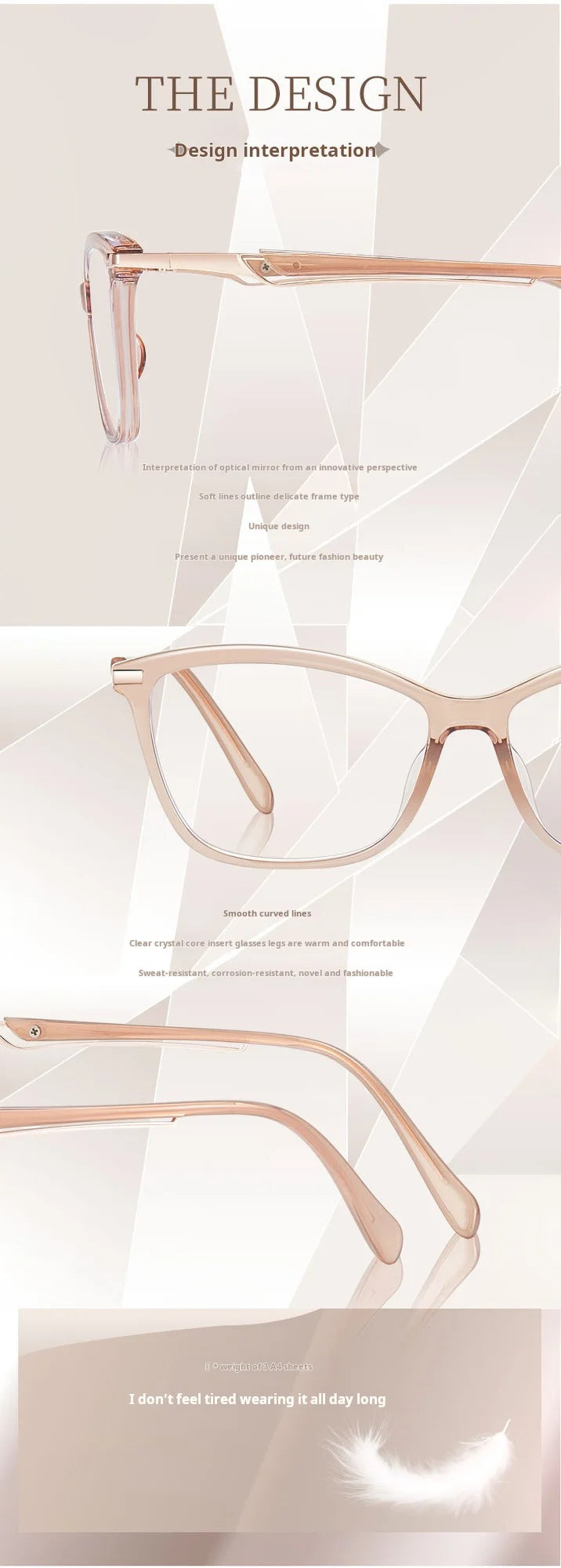 Retro Square Cat Eye Lightweight TR90 Eyeglasses Frames for Women