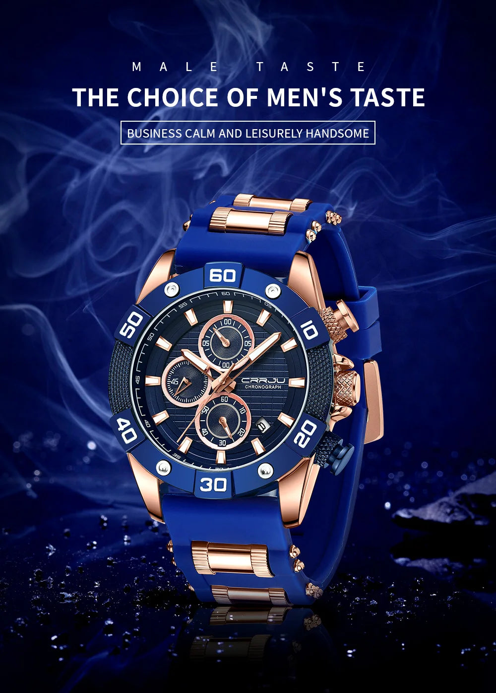 Men Watch Quartz Chronograph Full Steel Waterproof Wristwatch with Date