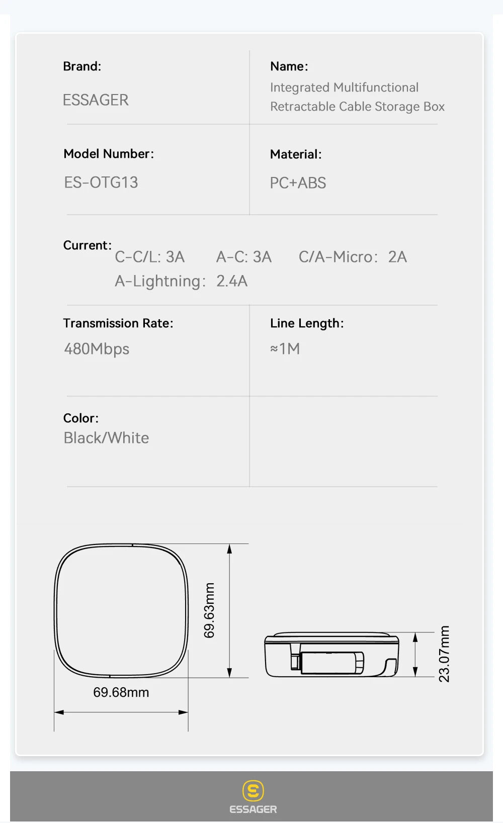 PD 60W Multifunctional USB Type-C Cable Set with Storage Box