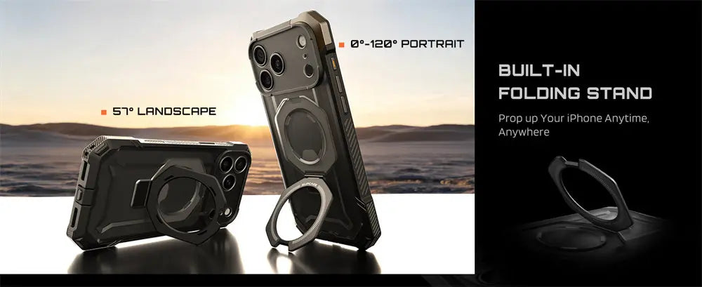 Rugged Magnetic Phone Case with Adjustable Kickstand for iPhone 17 Pro Max and iPhone 18 Pro Max