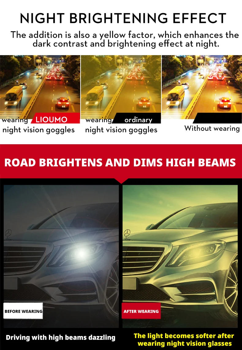 Photochromic Polarized Night Vision Driving Sunglasses UV400 Yellow Lens Goggles for Men Women