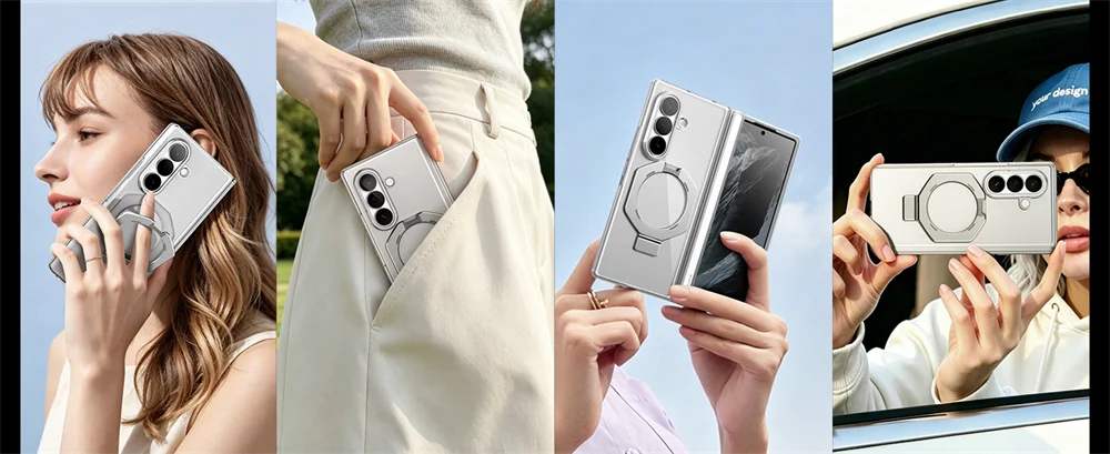 Full Body Rugged Phone Case with Built In Screen Protector and Magnetic Ring Kickstand for Samsung Galaxy Z Fold 8 Ultra