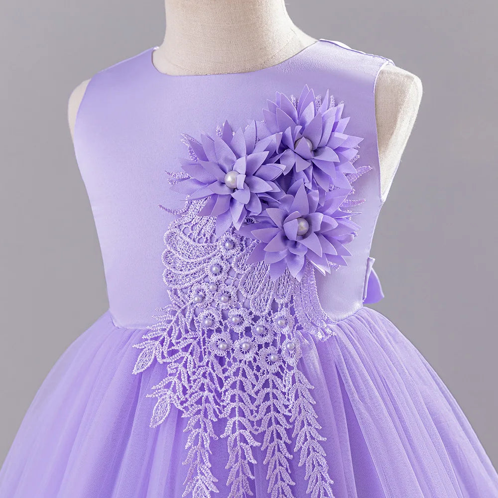 Girls Princess Ball Gown Fluffy Tulle Party Dress for Flower Girl/Birthday/Pageant  Sleeveless for Wedding Dress