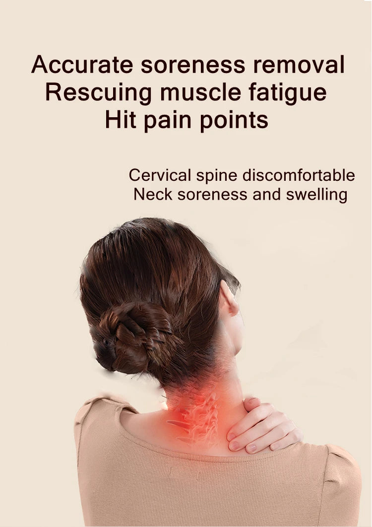 Neck Massage Pillow Cervical Massager Waist Back Shoulder Shiatsu Kneaded Multifunctional Hot Compress Relaxation Gift