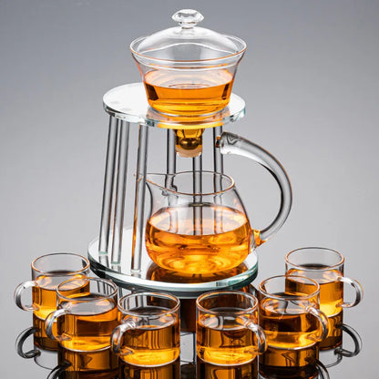 Glass lazy semi-automatic tea set set household Japanese kungfu tea cup magnetic suction Teapot Tea Making artifact to drink tea