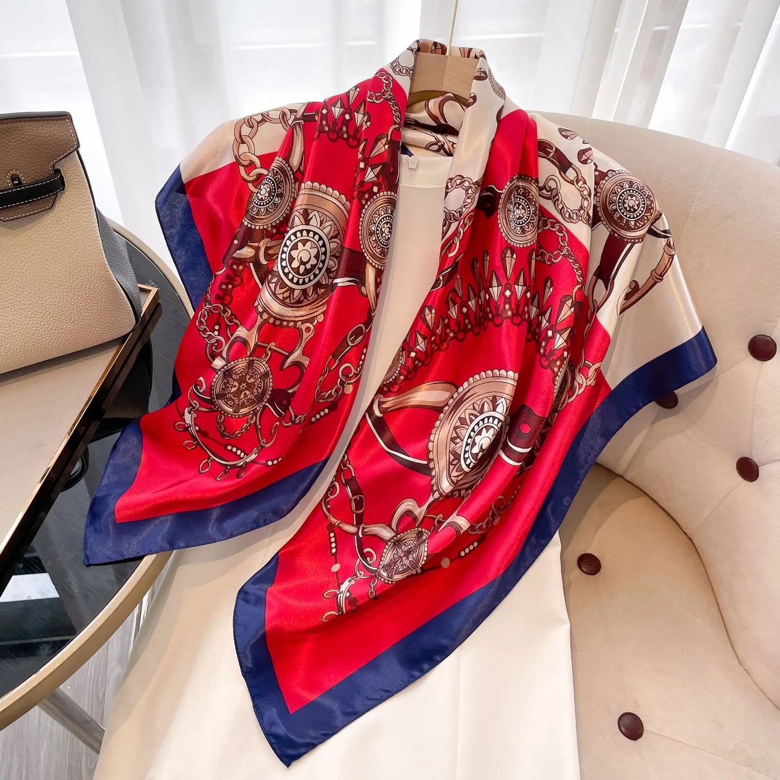 Square Women Scarves Silk Office Ladies Hair Neck Bandanna Headband Foulard Headcloth Muslim Headscarf Female muffler