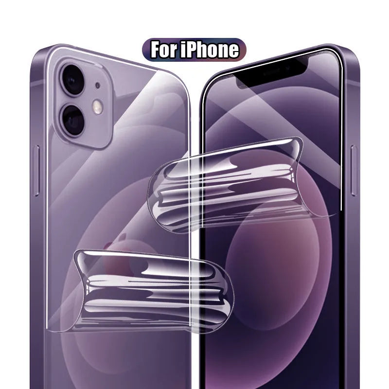 Full Body Hydrogel Film For iPhone 15 14 11 12 13 Pro Max Frame Front Back Screen Protector Camera Lens Protective Film Cover