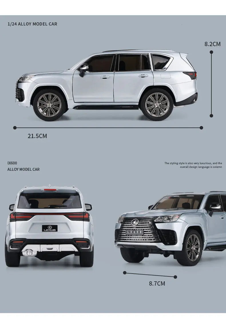 1:24 Lexus LX600 SUV Metal Model Car Toys Alloy Diecast Simulation Offroad Vehicles Sound And Light Cars