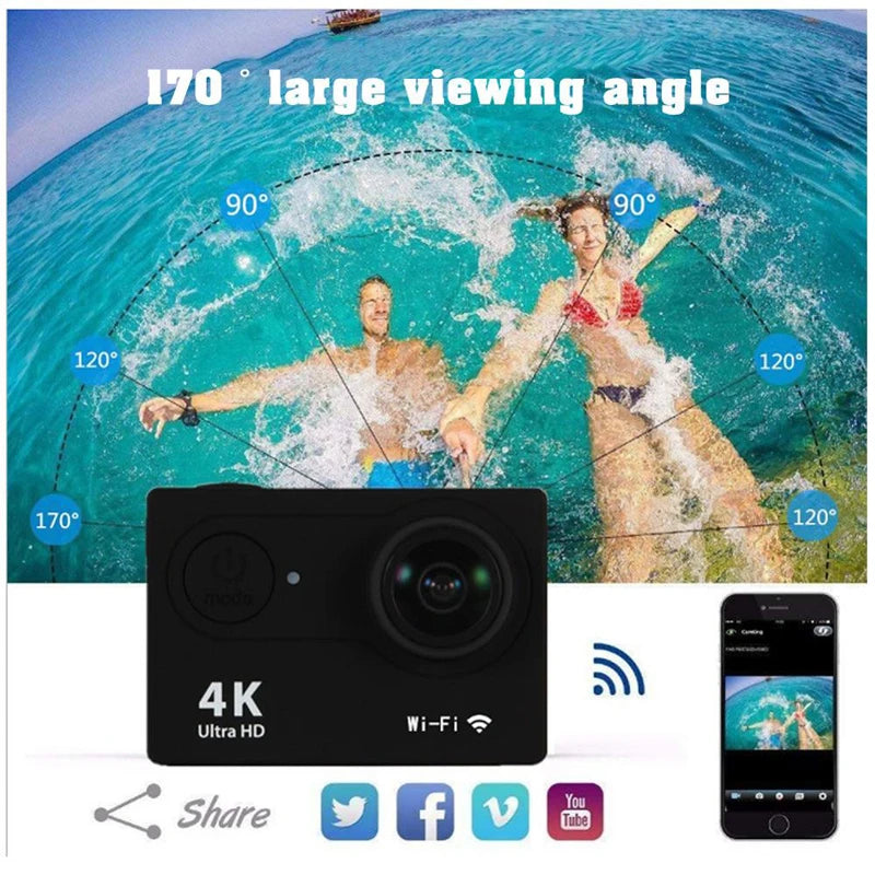 Ultra HD 4K Action Camera with WiFi Remote Control and Waterproof Housing