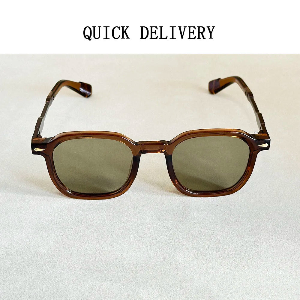 Vintage Square Acetate Frame Sunglasses With UV400 Protection