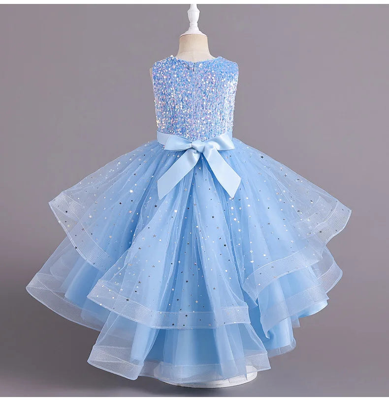 Sleeveless Ball Gown with Train Pageant and Recital Dress