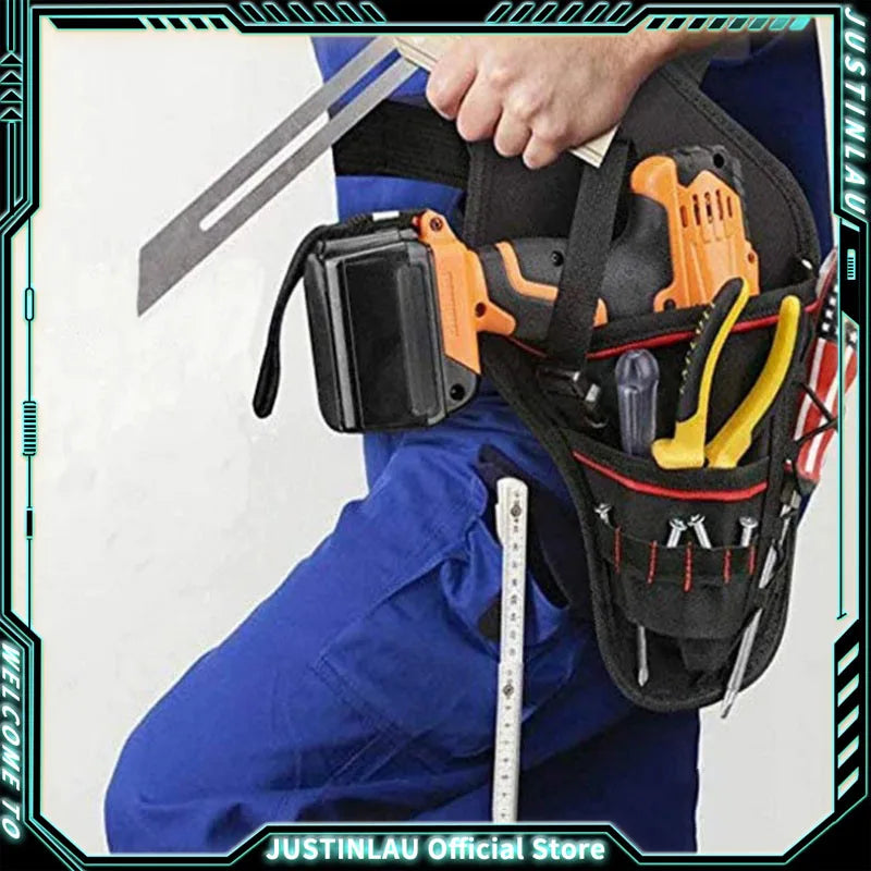 1Pcs Drill Holster W/Multiple Tool Loops and Angled Design To Evenly Balance Weight on Belt Portable Multifunctional Toolkit