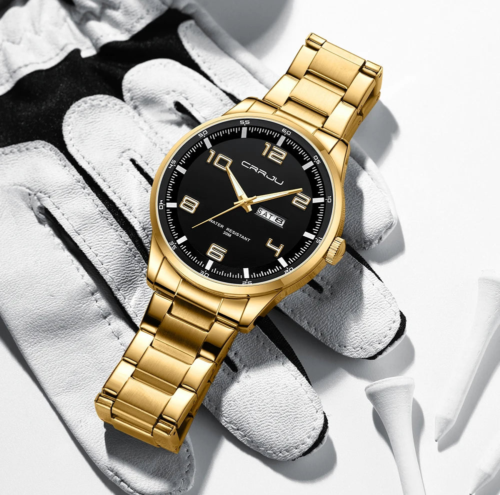 Men Luxury Watches Stainless Steel Quartz Auto Date Clock with Luminous Hands Relogio Masculino