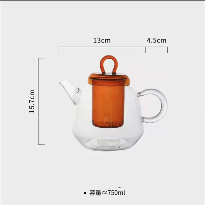 750ml Heat-Resistant High Borosilicate Glass Teapot With Tea Infuser Afternoon Tea Boiling Puer Flower Tea Pot Teaset Teaware