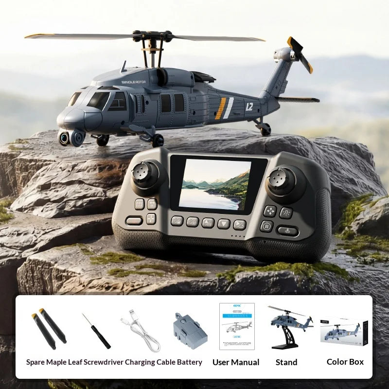 Remote Control Military Helicopter With Built In Screen