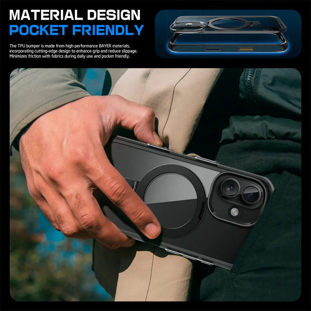 For iPhone 16 Case with Camera Control Capture Button UB Mag Stand Series Shockproof Protective  Phone Case