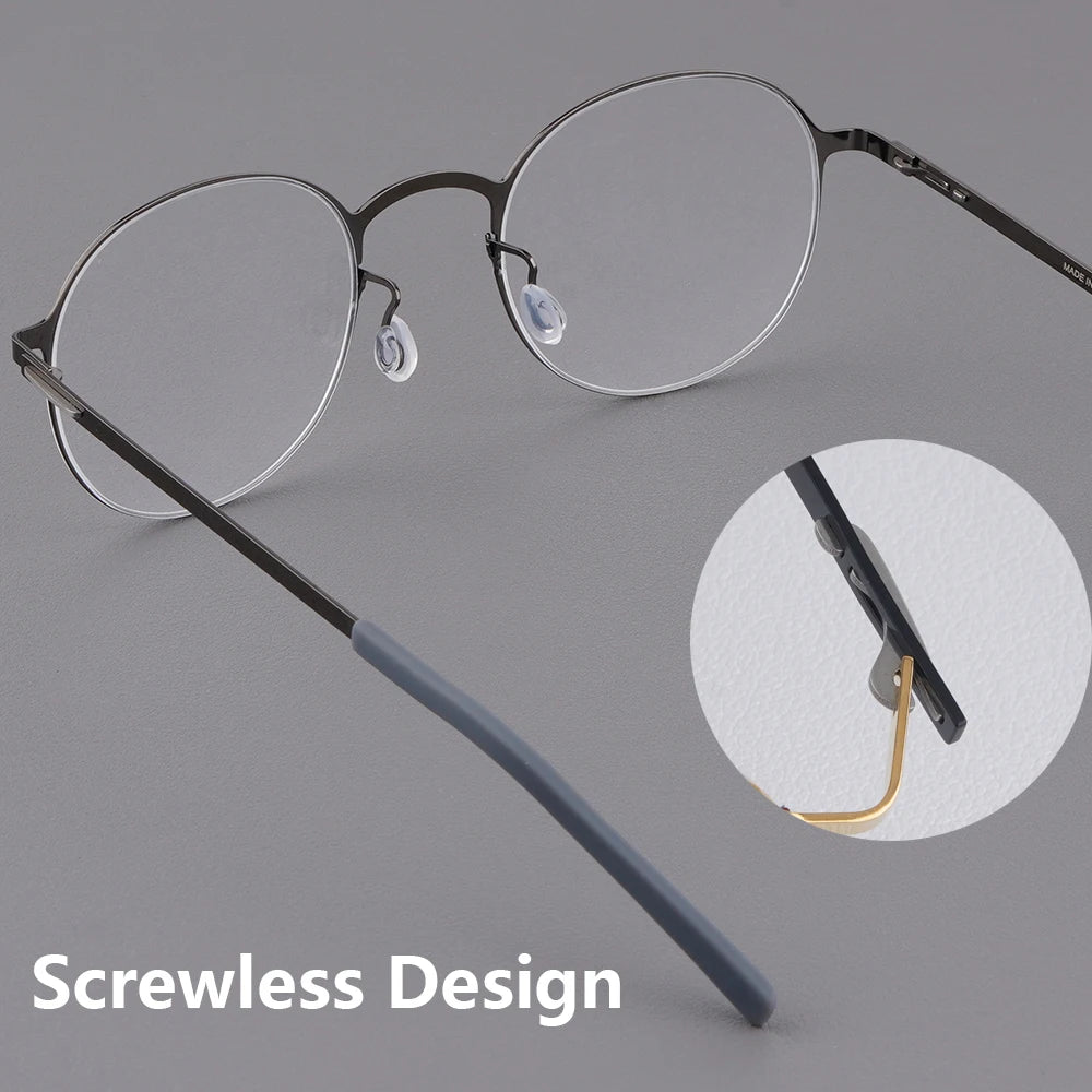 Small Face Round Titanium Screwless Eyeglasses Frame