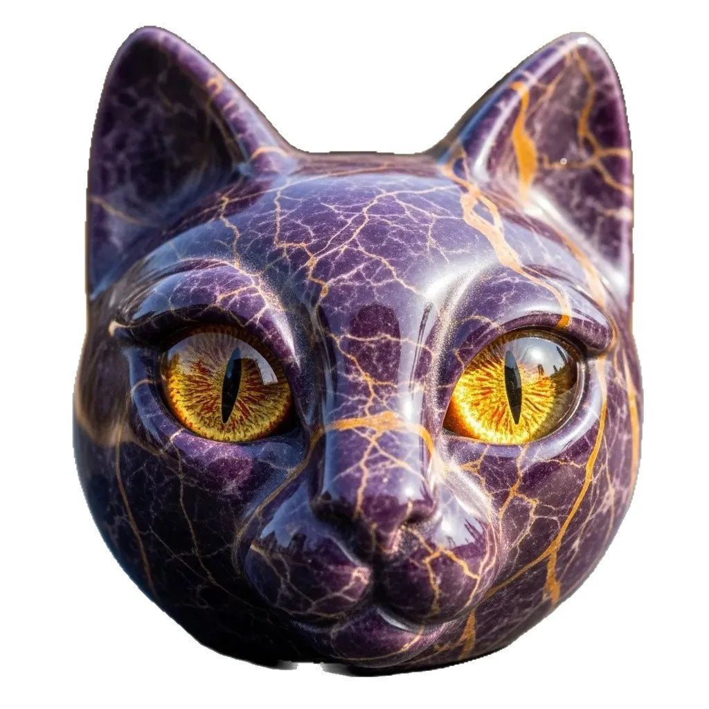 Room Embellishment Finish Home Decor Amber Eyes Black Cat Figurine Resin Ornament Halloween Office Bookshelf Decor