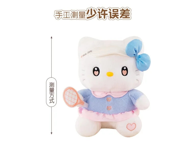 Cute Cat Character Tennis Theme Plush Stuffed Doll Toy