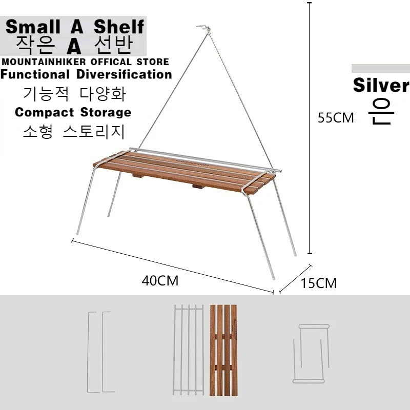 Outdoor Camping Rack Beautiful Practical 304 Stainless Steel Sabilli Wood Folding Family Picnic Rack Small A Table