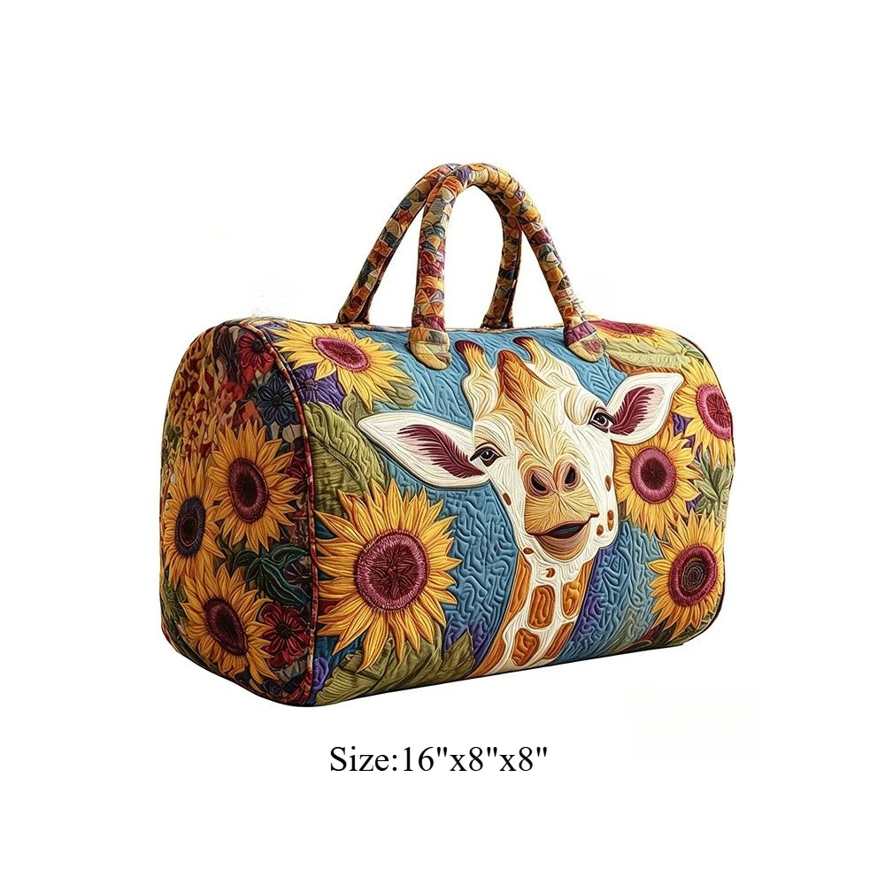 Travel Duffel Bag Quilted Weekender Bag 3D Giraffe Print Luggage African Animal Pattern Carry On Bag for Vacation Beach Camping