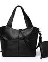 Big Black Shoulder Bags Large Soft Leather Crossbody Handbag Travel Tote Bag