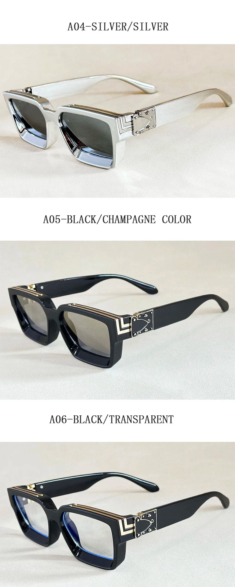Retro Square Millionaire Sunglasses With UV400 Protection
