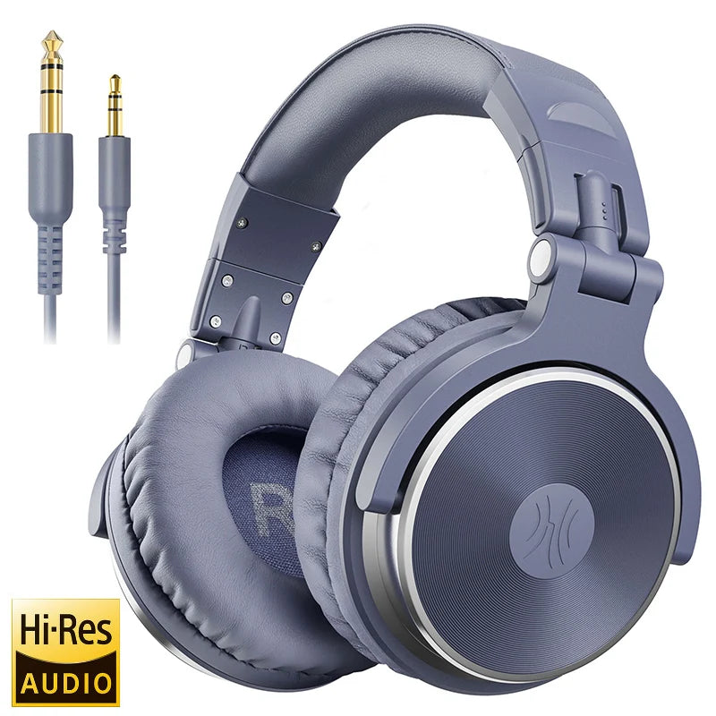 Wired HiFi Headphones Professional Studio DJ Headphones With Mic Over Ear Hi-Res Headset Monitoring For AMP Guitar Phone