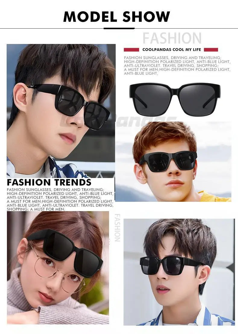 Fit Over Myopia Glasses Cover Polarized UV400 Anti-Glare Sunglasses for Men Women