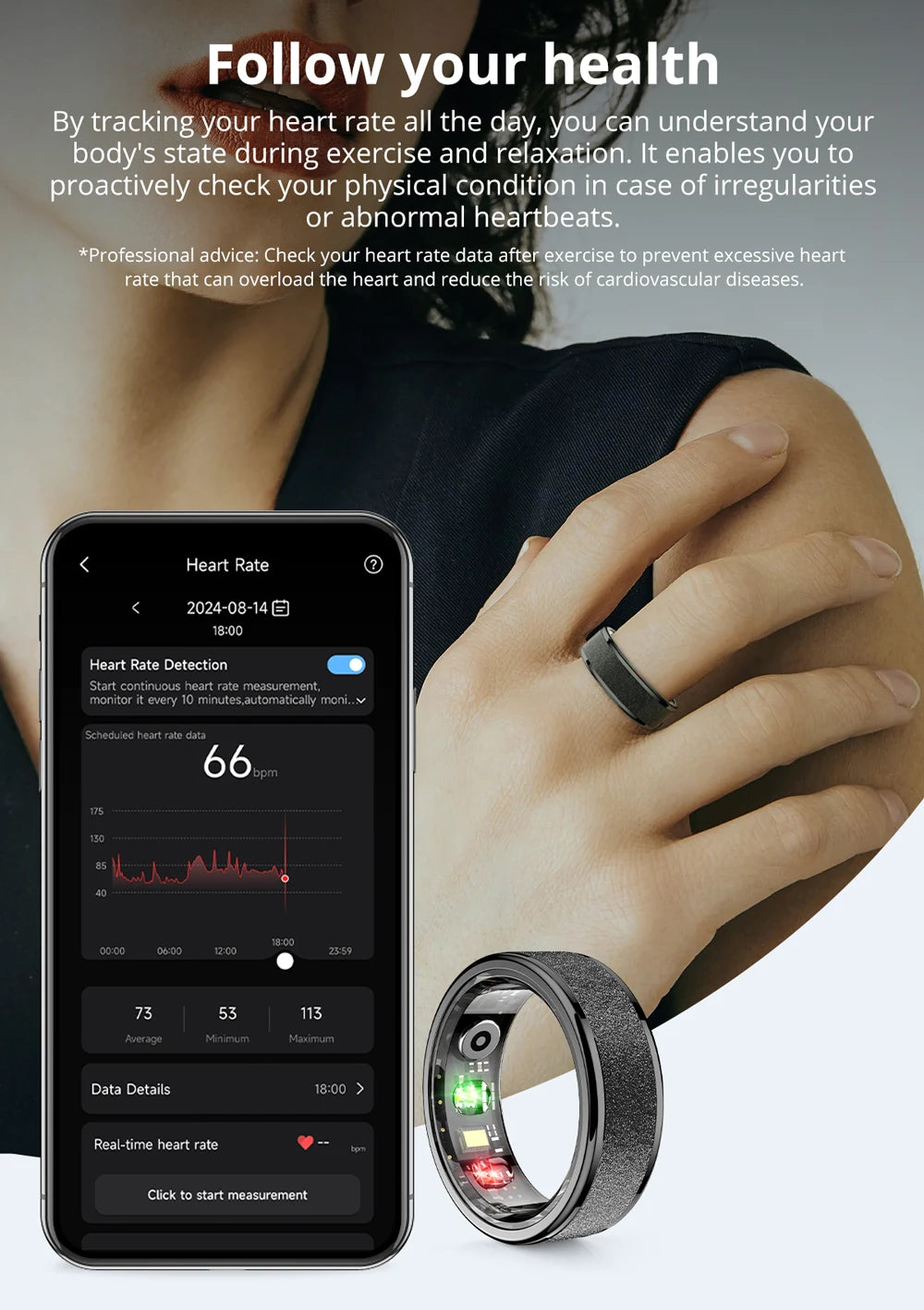 R10 Smart Ring with Charging Case for Men Women, Health and Sleep Monitor, 5ATM Waterproof, Multi-sport Mode