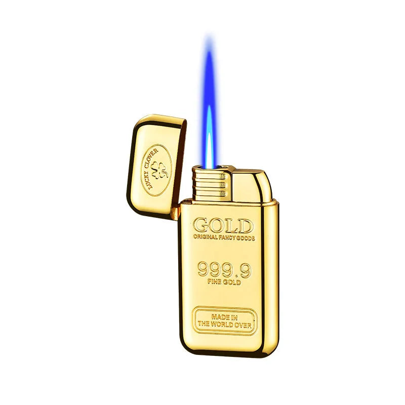 Gold Bar Gas Inflatable Lighter Cigarette Accessories Butane Lighters Metal Windproof Lighter Men's Luxury Lighter Gift Gadgets