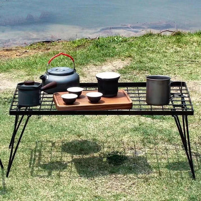 Foldable Camping Table, Outdoor Barbecue Iron Table, Tea Cooking, Picnic Backy Mini Desk, Portable Aluminum Alloy