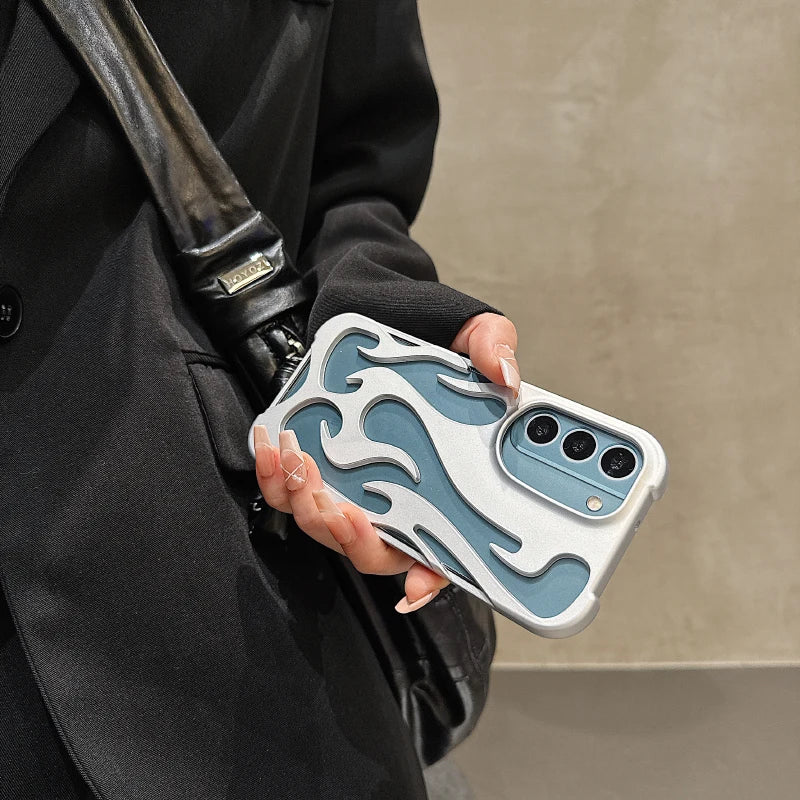 Plating Solid Color Matte Hollow Out Heat Dissipation Phone Case For Samsung S24 Ultra S23 Ultra Cover