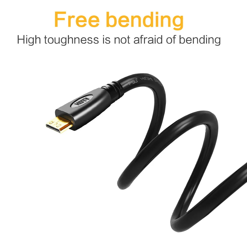 Mini HD to HDMI-compatible Cable 1080P Male to Male For Tablet HDTV GoPro Sony M3 A7 R2 HDMI-compatible Projector 1m 2m 3m