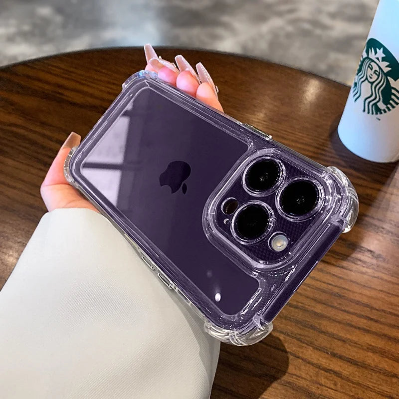 Luxury Transparent Silicone Phone Case For iPhone 17 16 15 14 Pro Max Air 16E Shockproof Soft Cover