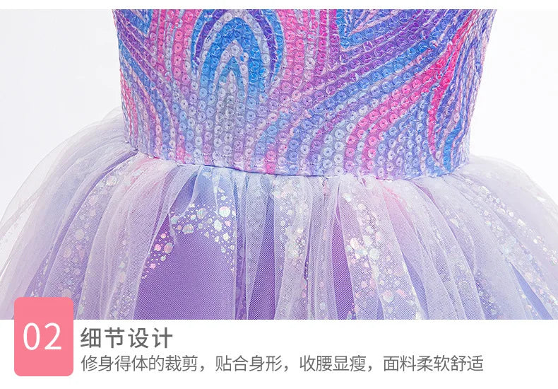 Good Witch Cosplay Dress - Girls Flutter Sleeve Tulle Ball Gown with Glitter Details | New Princess Party Dress for Halloween
