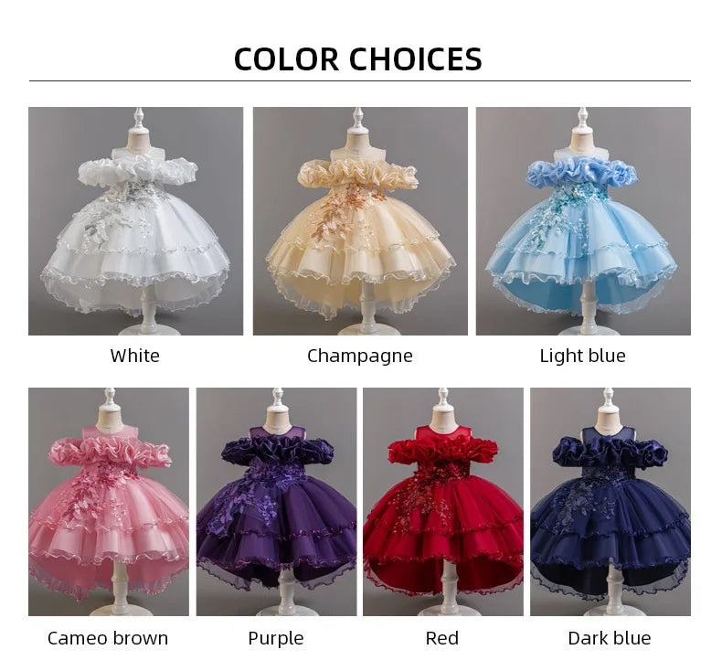 Luxury Off-Shoulder Gown with Train for Girls  Tulle Dress for Fashion Walk Show & Pageants