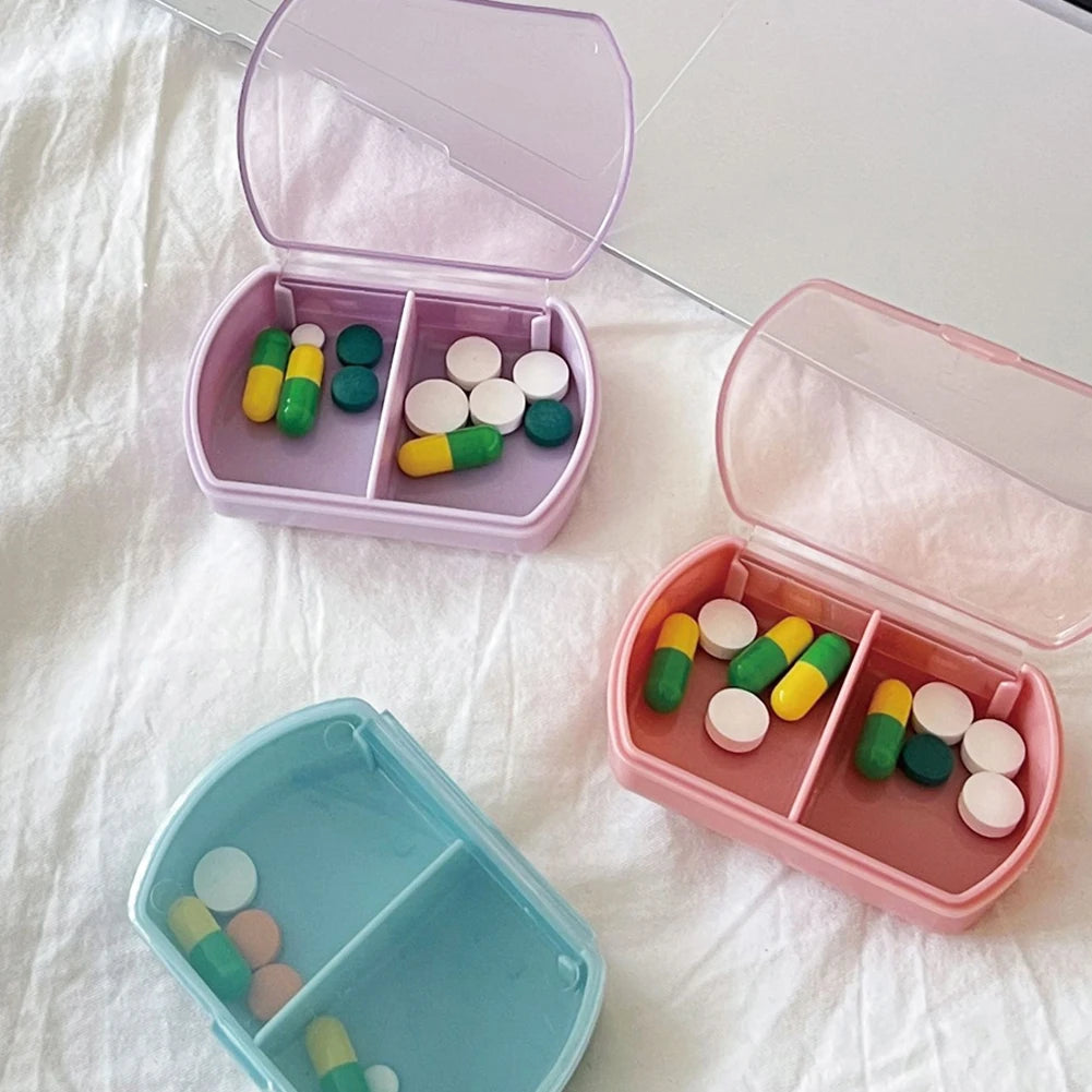 Mini Organizer Case 2 Grids Pill Box Tablet Pill Case Dispenser Medicine Boxes Dispensing Medical Kit