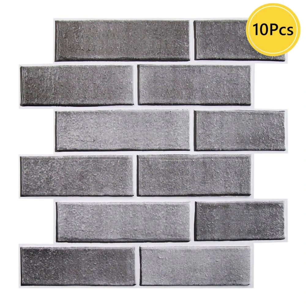 10pcs 3D Wall Sticker Self-adhesive Faux Brick Wall Panel Peel and Stick Kitchen Tile Backsplash Bathroom Wall Tile Sticker