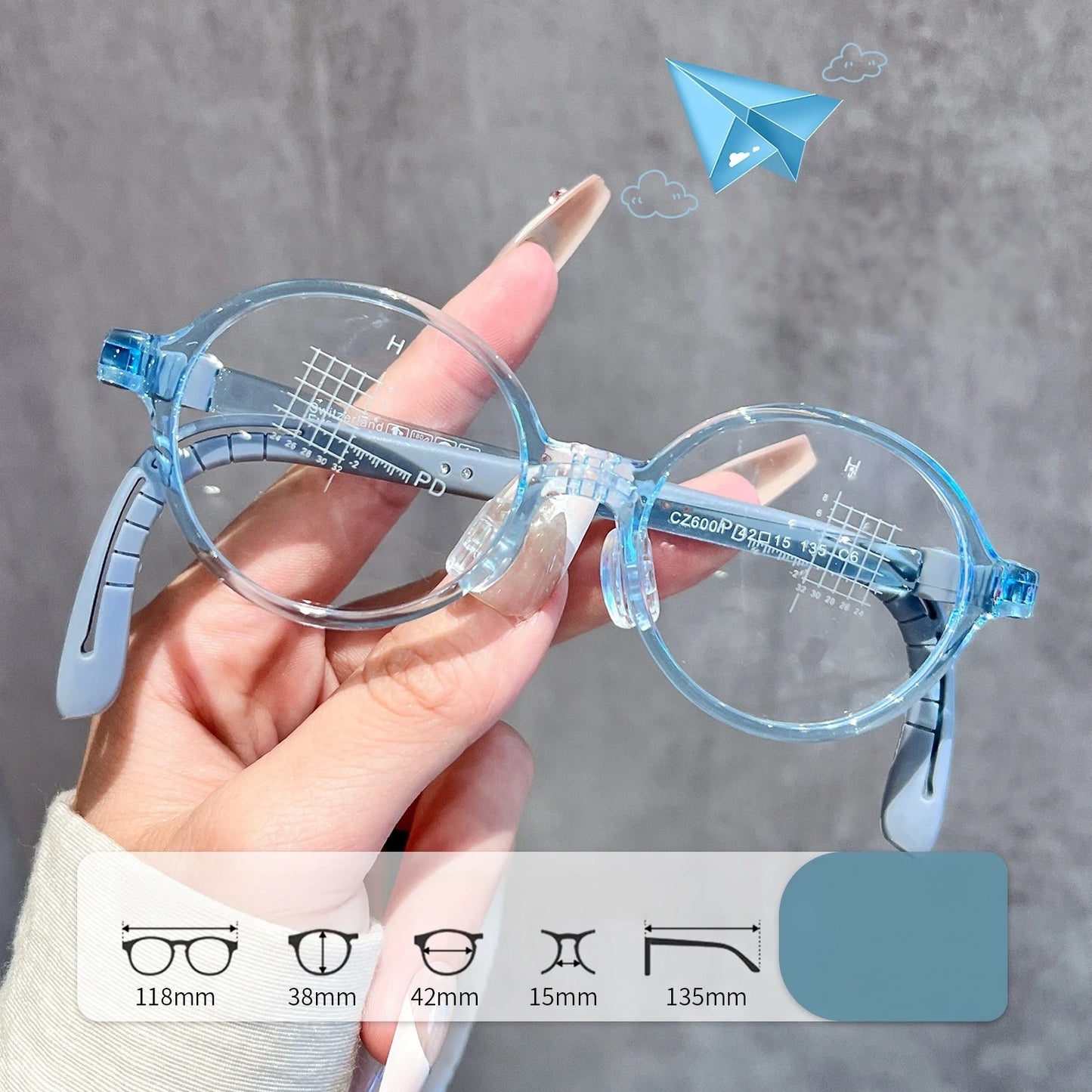 Retro Round Lightweight Flexible Plastic Eyeglasses Frames