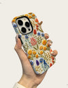 Wildflower Boho Embroidery Effect Flower Case for iPhone 16 15 Pro Max 14 Plus Protective 2 in 1 Double Deck Cover